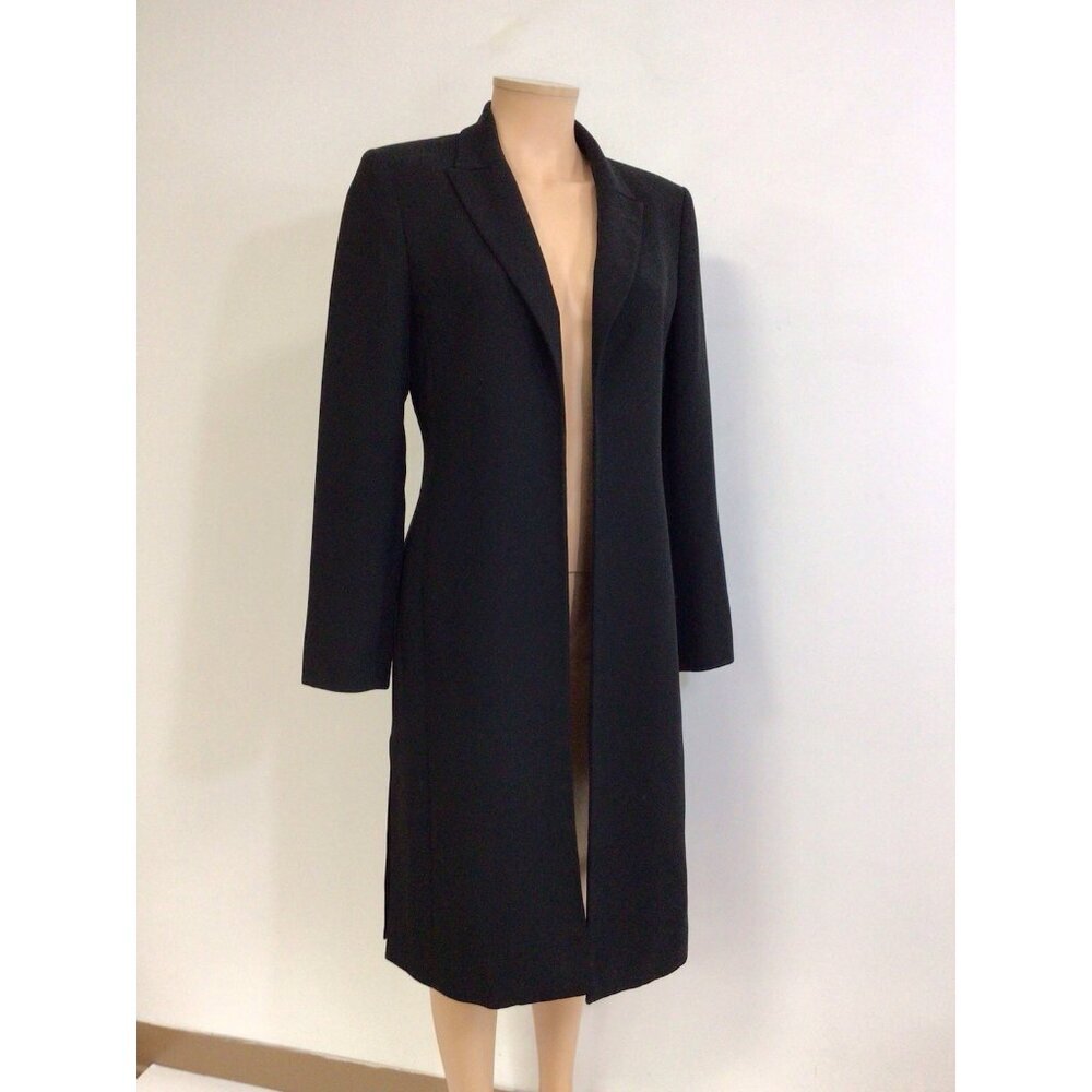 Jones Studio Long Black Coat Executive Jacket Womens 6 - Picture 3 of 9